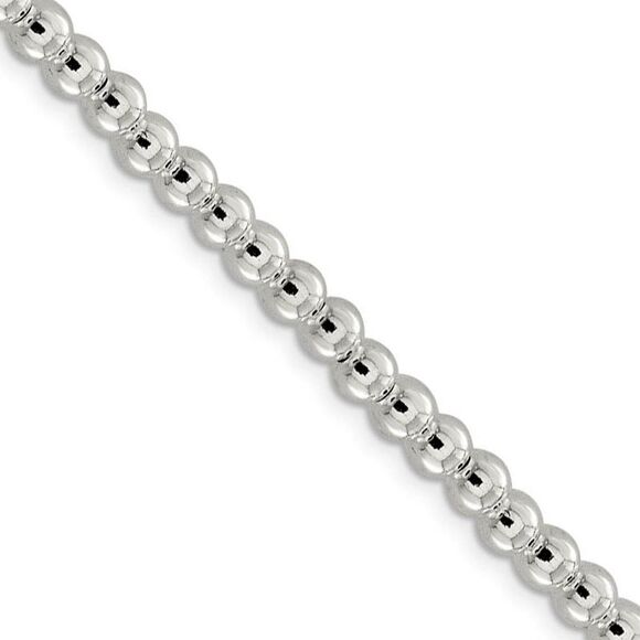 5mm Sterling Silver Beaded Box Chain Necklace 16 Inch